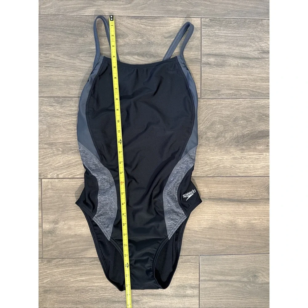 Women's Speedo Pro LT Flyback Training One Piece Swimsuit Black Grey Size 12/38 - Picture 2 of 11